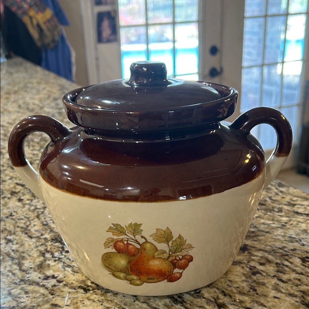 Vintage 1974 # 342 McCoy Pottery Bean Pot Tureen with Fruit Design - Picture 6 of 16